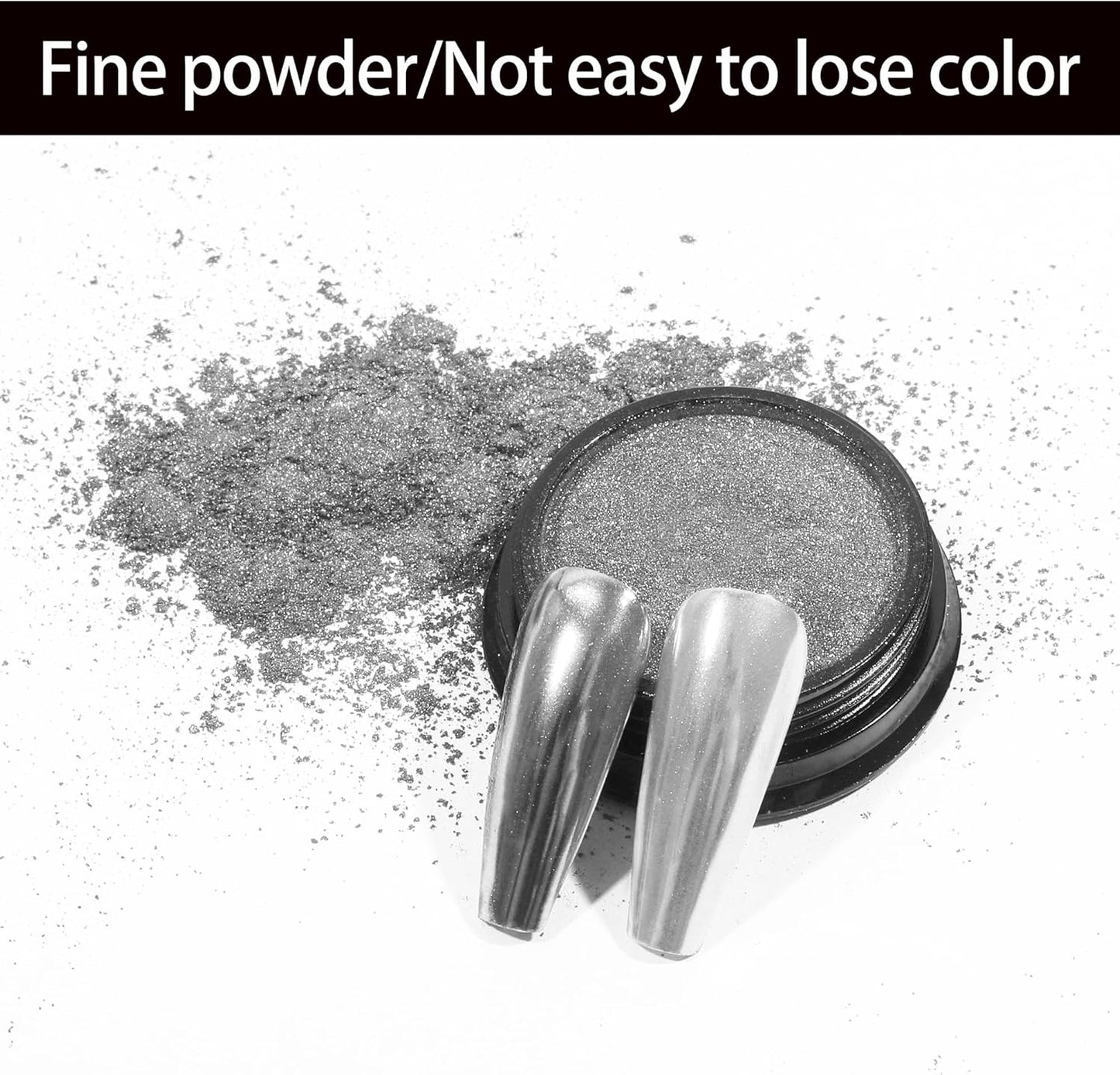 Artdone Chrome Nail Powder, Silver Iridescent Aurora Powder Metallic Mirror Effect Pigment Pearlescent Mermaid Pigment Pearl Glitter Dust Kit, Nail Art Decoration, Resin Craft