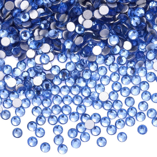 1440Pcs Light Blue Crystal Rhinestones,Glass Flatback Rhinestones Gemstones Small for Nail Face Makeup Art Crafts Clothes Decoration - (SS8,2.4mm,Light Blue)