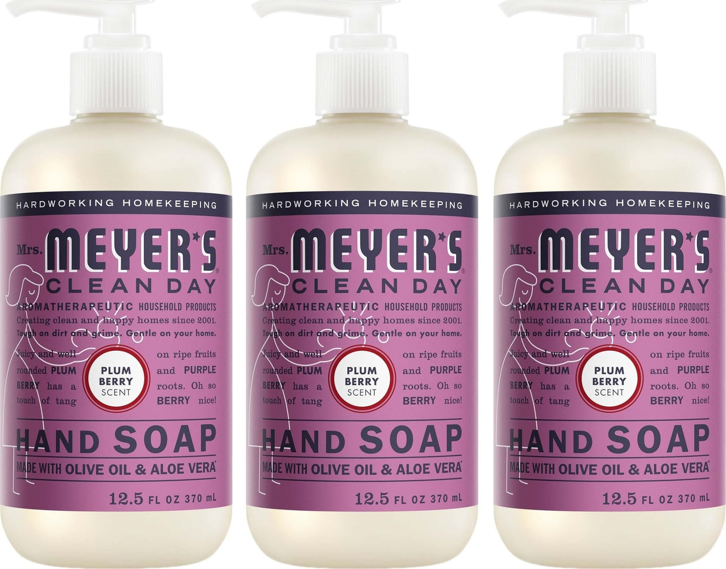 MRS. MEYER'S CLEAN DAY Liquid Hand Soap, Plum Berry, 12.5 fl oz, 3 Pack