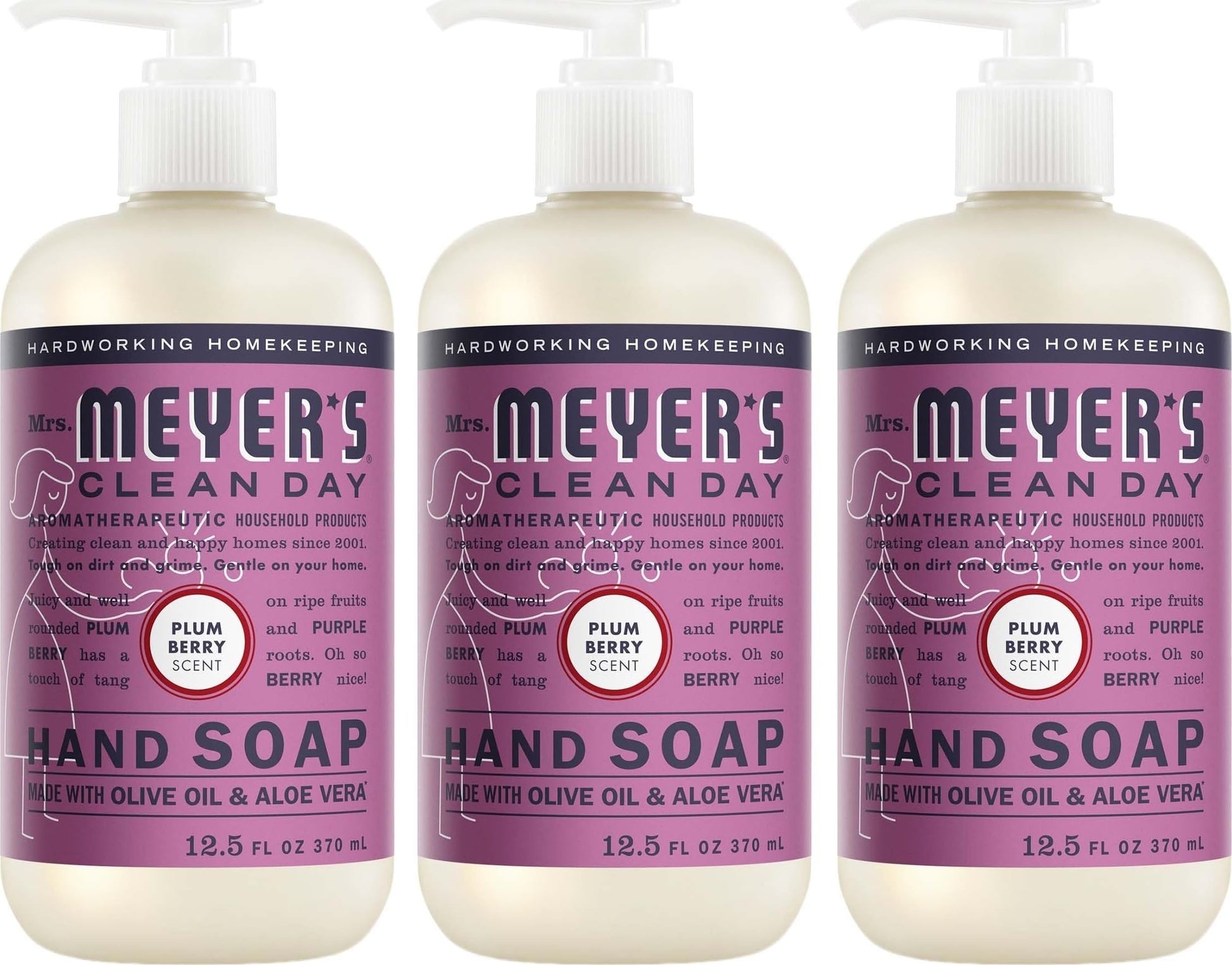 MRS. MEYER'S CLEAN DAY Liquid Hand Soap, Plum Berry, 12.5 fl oz, 3 Pack