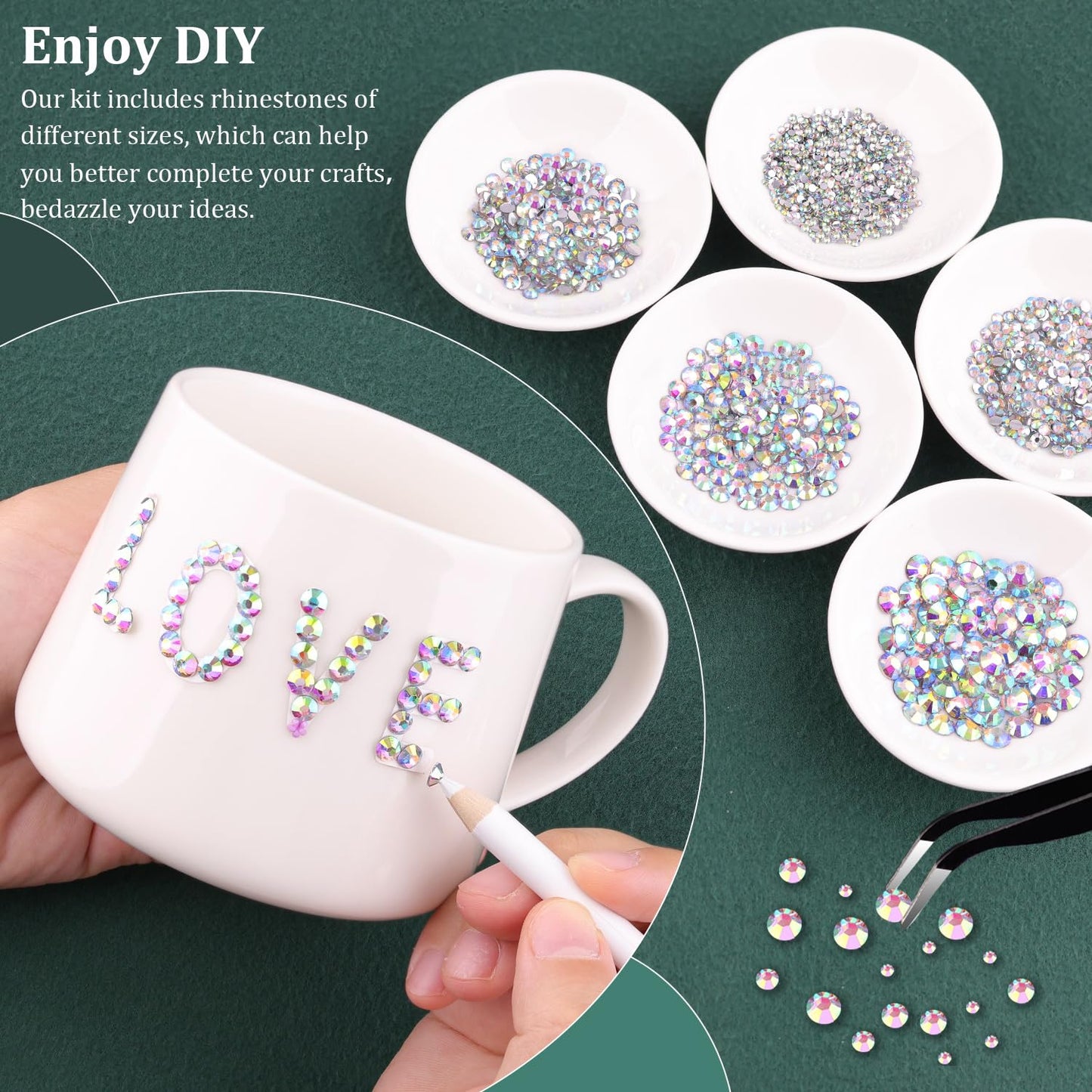 Resin Rhinestones for Crafting with B7000 Jewelry Glue, 2 Boxes AB Flatback Crystals with 3Pcs 10ml Glue for Bedazzling Crafts DIY Nail Art Makeup，Non Hotfix Gems for Clothing Shoes