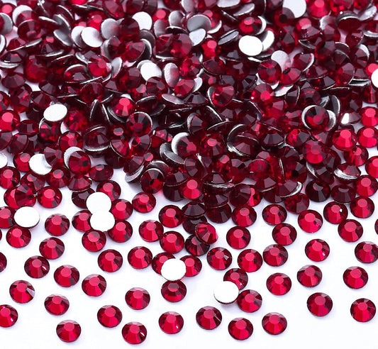 Siam Flatback Rhinestones, Glass Rhinestones for Nail Art and Craft, Glue Fix, Loose Crystal