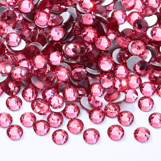 Rose Flatback Rhinestones, Glass Rhinestones for Nail Art and Craft, Glue Fix, Loose Crystal