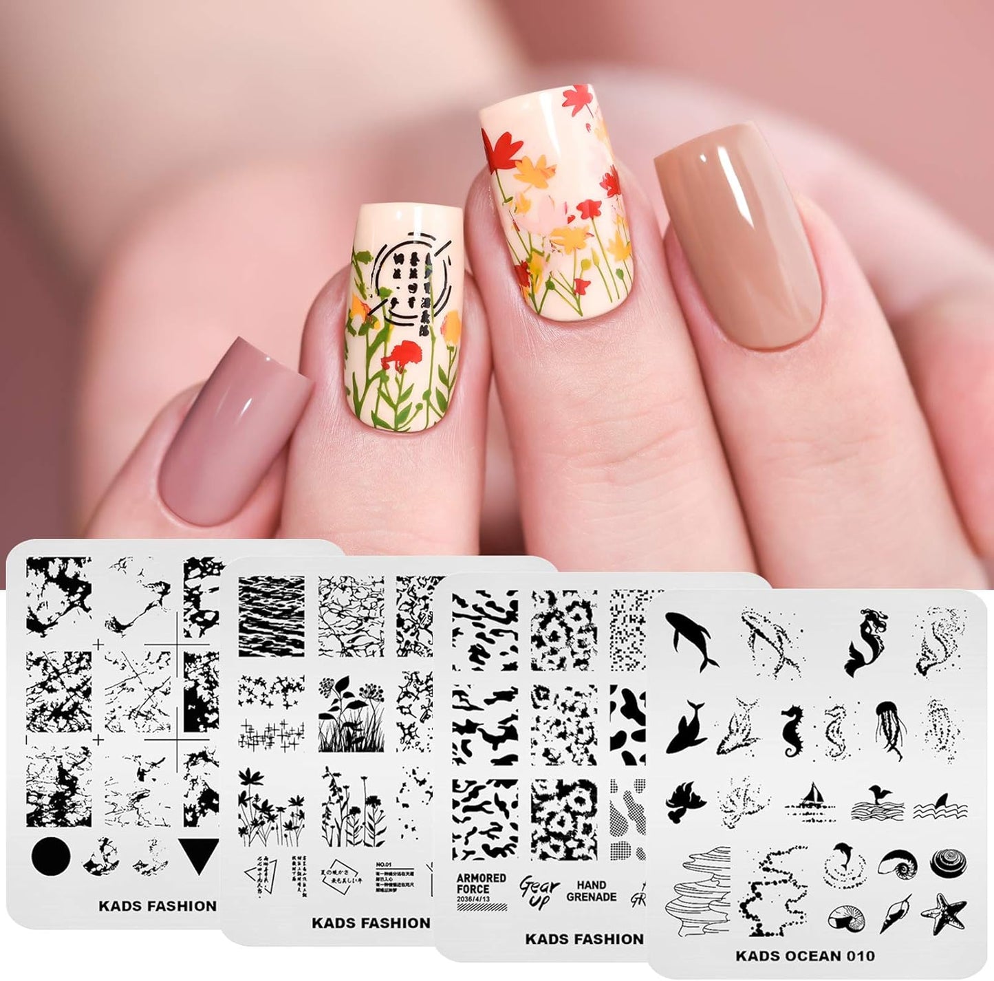 KADS 21pcs Nail Stamp Plates set 20 plates Christmas Snowflakes Cute Animals+ 1 Laser Symphony storage bag Christmas Nails Art Stamping Plate Set Gift Butterfly Nature Leaves Image Design(Christmas 3)