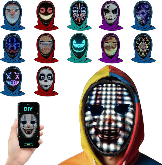 DIY LED Mask with Gesture Sensing - App-Programmable - Perfect for Kids and Teenager for Halloween and Christmas Costume Play Parties