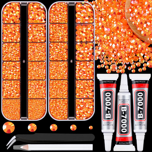 Resin Jelly Rhinestones for Crafting with B7000 Jewelry Glue, 2 Boxes Orange AB Flatback Crystals