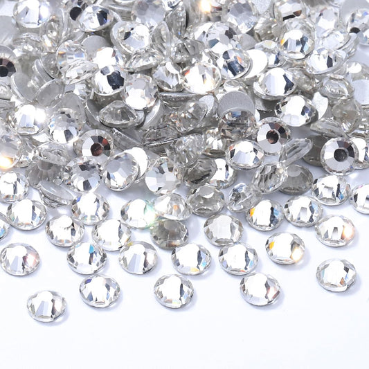 Crystal Clear Flatback Rhinestones, Glass Rhinestones for Nail Art and Craft, Glue Fix, Loose