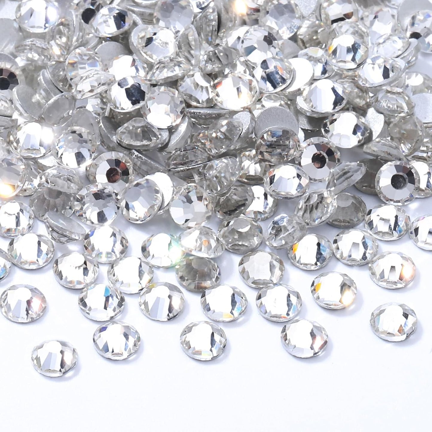 Crystal Clear Flatback Rhinestones, Glass Rhinestones for Nail Art and Craft, Glue Fix, Loose Crystal Gemstones(Crystal, SS34, 576pcs, 7.1-7.3mm)