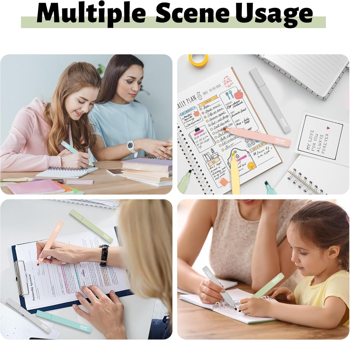 Highlighters Assorted Colors,10Pcs Bible Highlighters and Pens No Bleed, Assorted Colors, Pastel Set, Cute Marker Pens for School Journaling