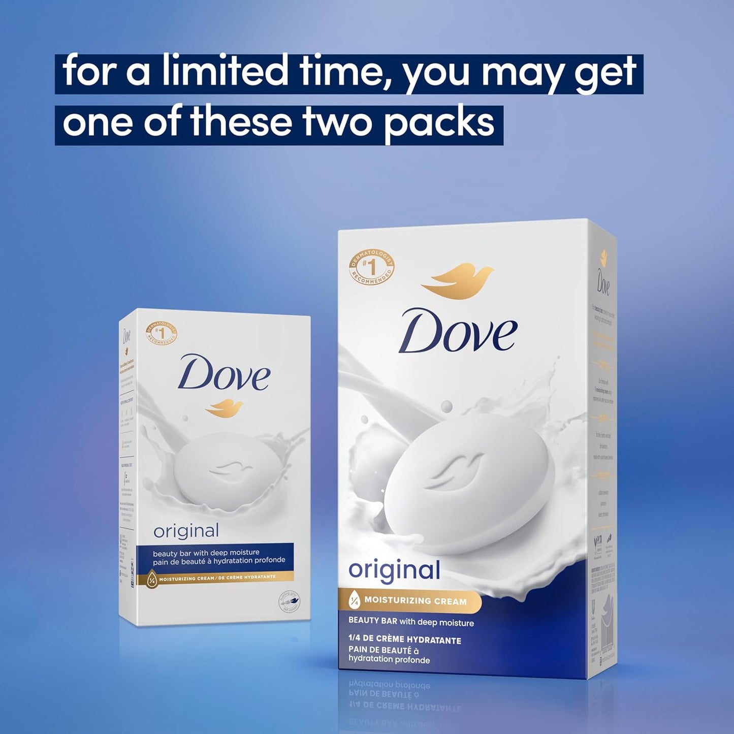 Dove Beauty Bar Soap Original 8 Count for Soft, Smooth Skin, with 1/4 Moisturizing Cream 3.75 oz