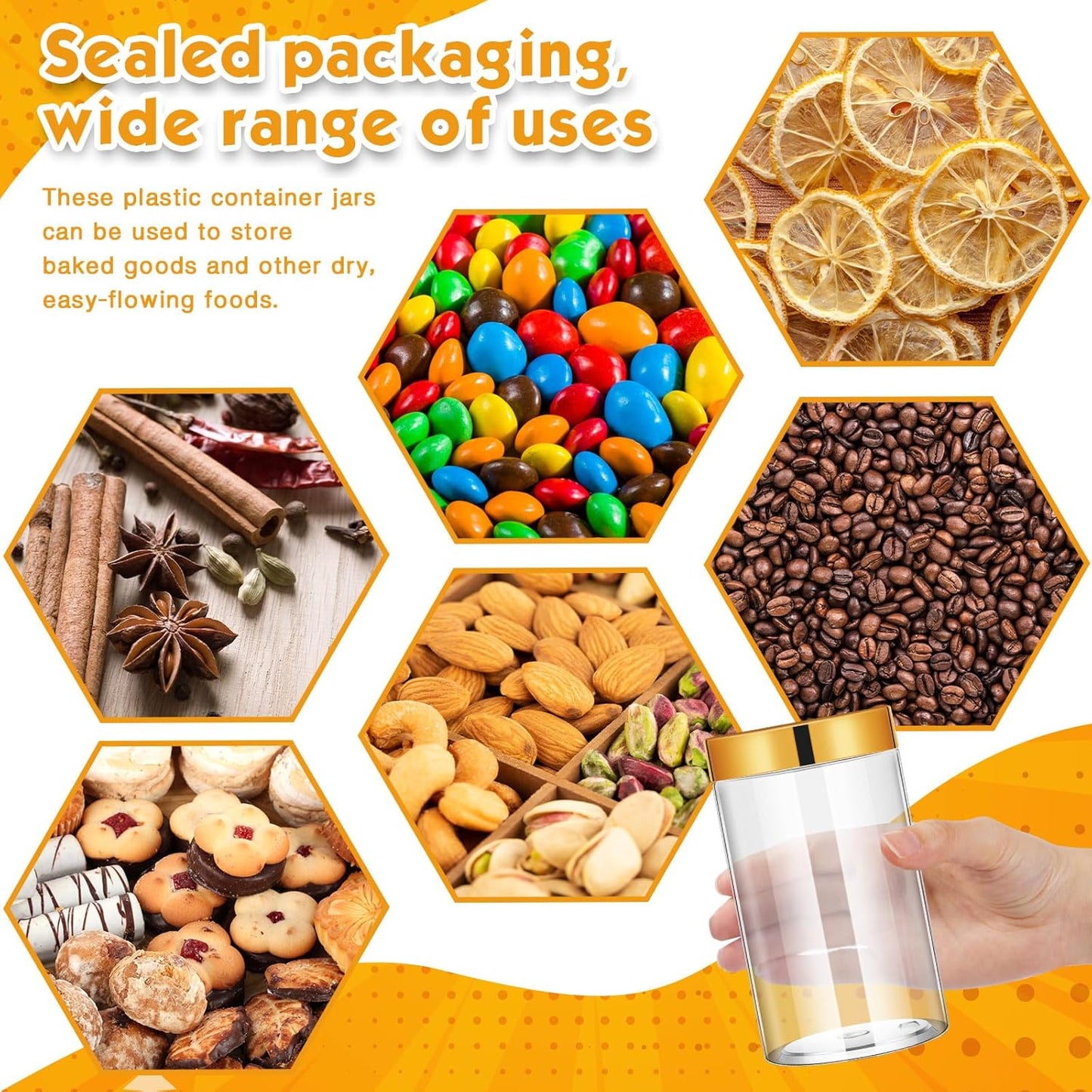 Patelai 4 Pieces Round Wide-mouth Leak Proof Plastic Container Jars with Lids for Travel Storage Makeup Beauty Products Face Creams Oils Salves Ointments DIY Making(12 Ounce,Gold)