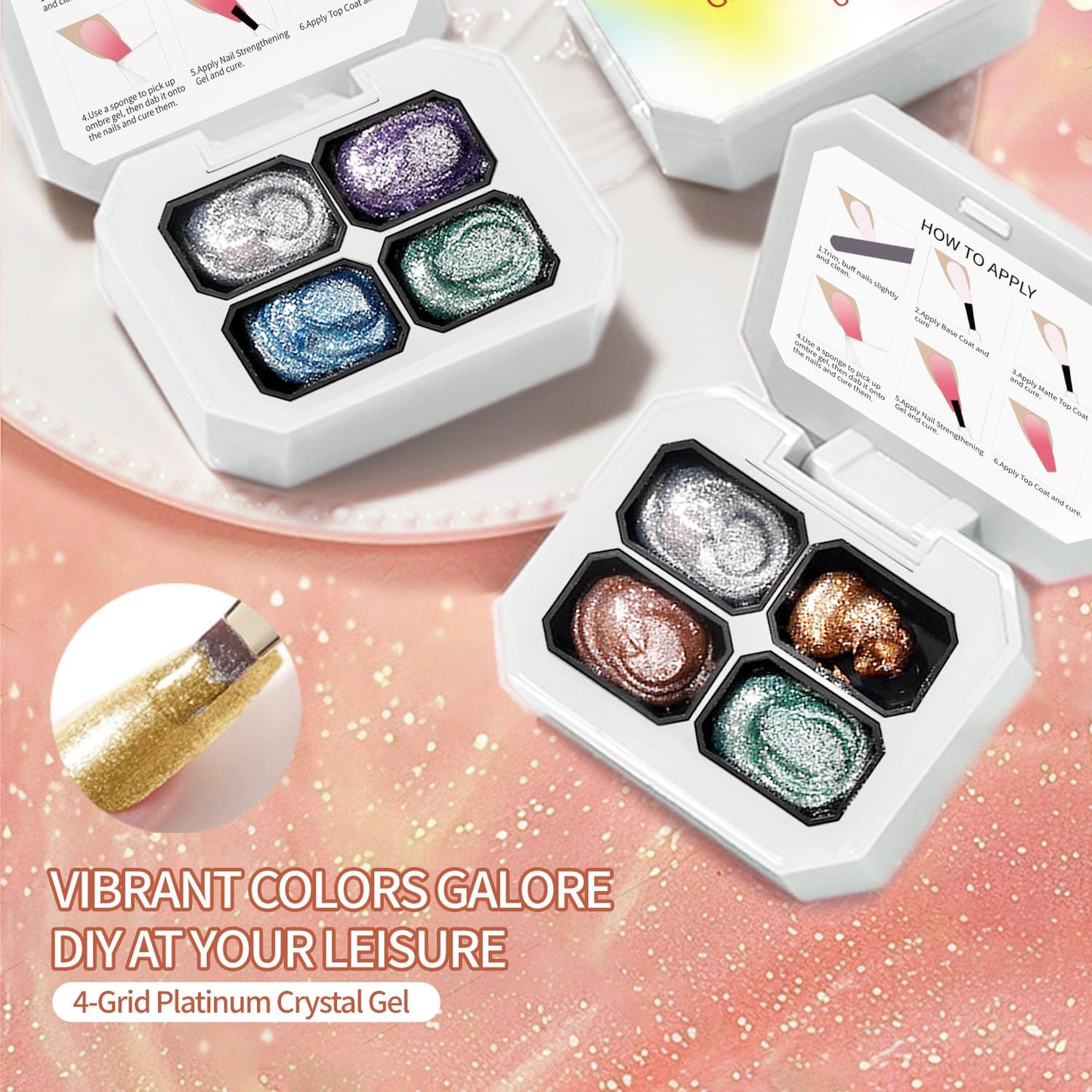 Finger Secret 4 Colors Set Ombre Pat Gel Nail Polish,Patting GelS Polish with 20Pcs Nail Sponges for 3d Gel Nail Art can be Painted in Salon or Home Use (k1)