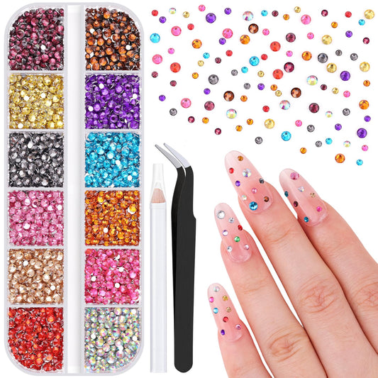 5000Pcs Small Resin Rhinestones for Nail Art, Colorful Rhinestone 2/3MM Flatback Bedazzling Gems