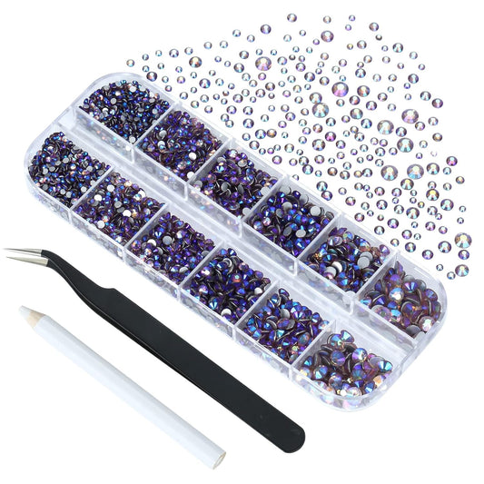4240Pcs lt.Amethyst AB Flatback Rhinestones 6 Sizes Crystal Diamonds for Nail Art Crafts Clothes