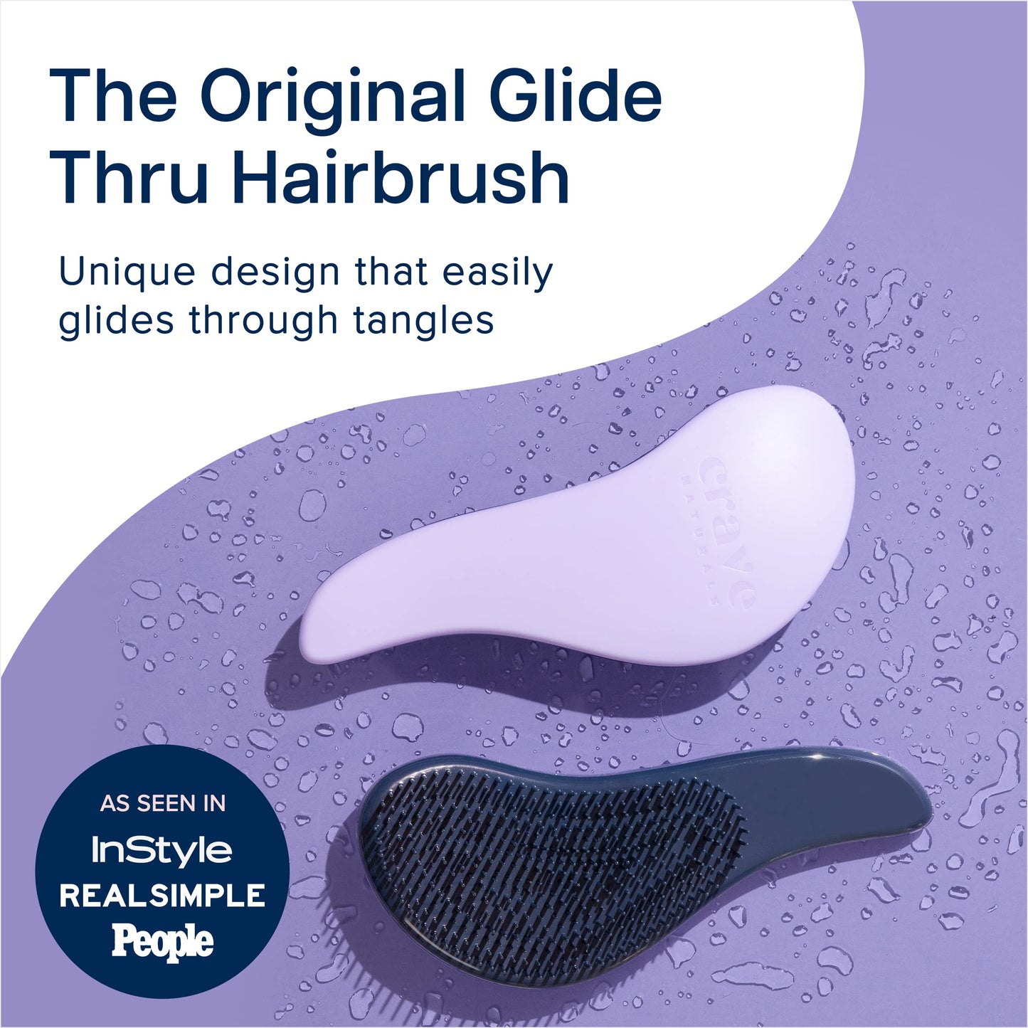 Crave Naturals Glide Thru Hair Brush - Detangler Brush for Curly, Straight, Wet or Dry Hair