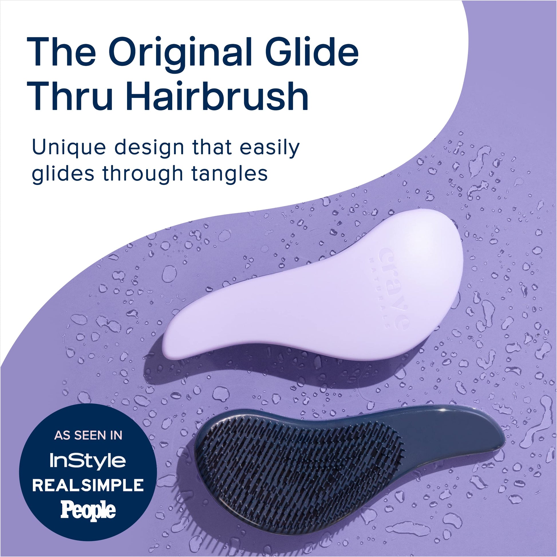 Crave Naturals Glide Thru Hair Brush - Detangler Brush for Curly, Straight, Wet or Dry Hair