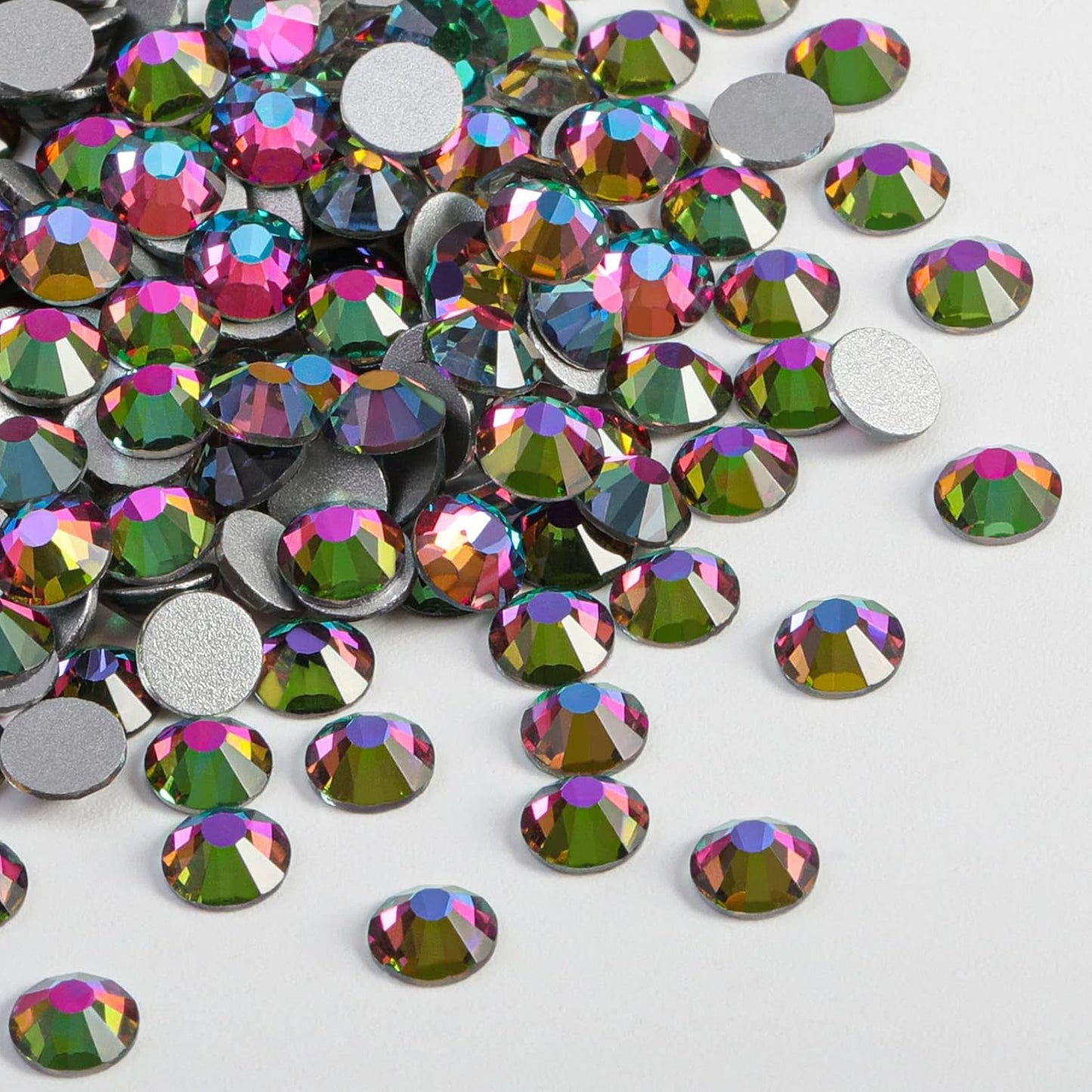 Beadsland 2880pcs Flat Back Crystal Rhinestones Round Gems for Nail Art and Craft Glue Fix,Green Volcano,SS4,1.5-1.7mm
