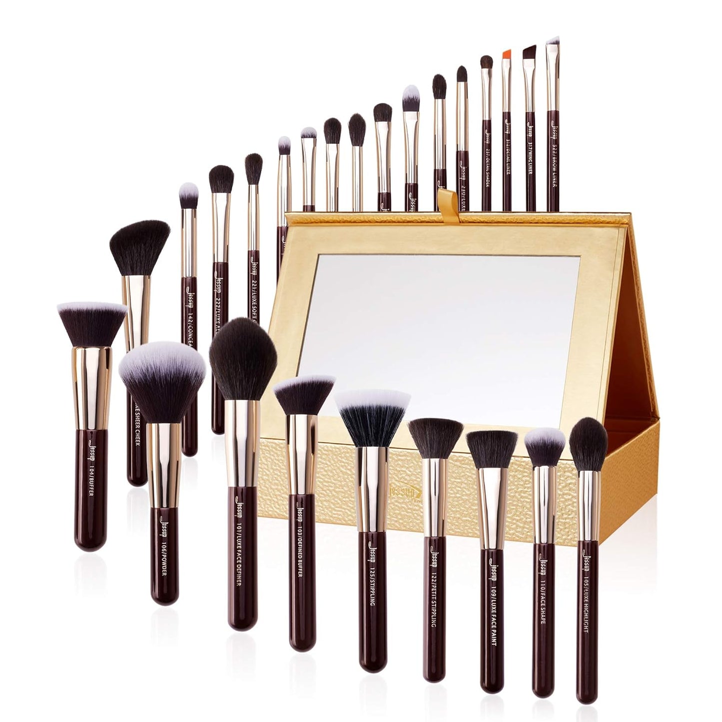 Jessup Makeup Brushes Set Professional Makeup Brush Eyeshadow Blending Powder Foundation Blusher Concealer 25pcs with Cosmetics Storage Box, Zinfandel T285