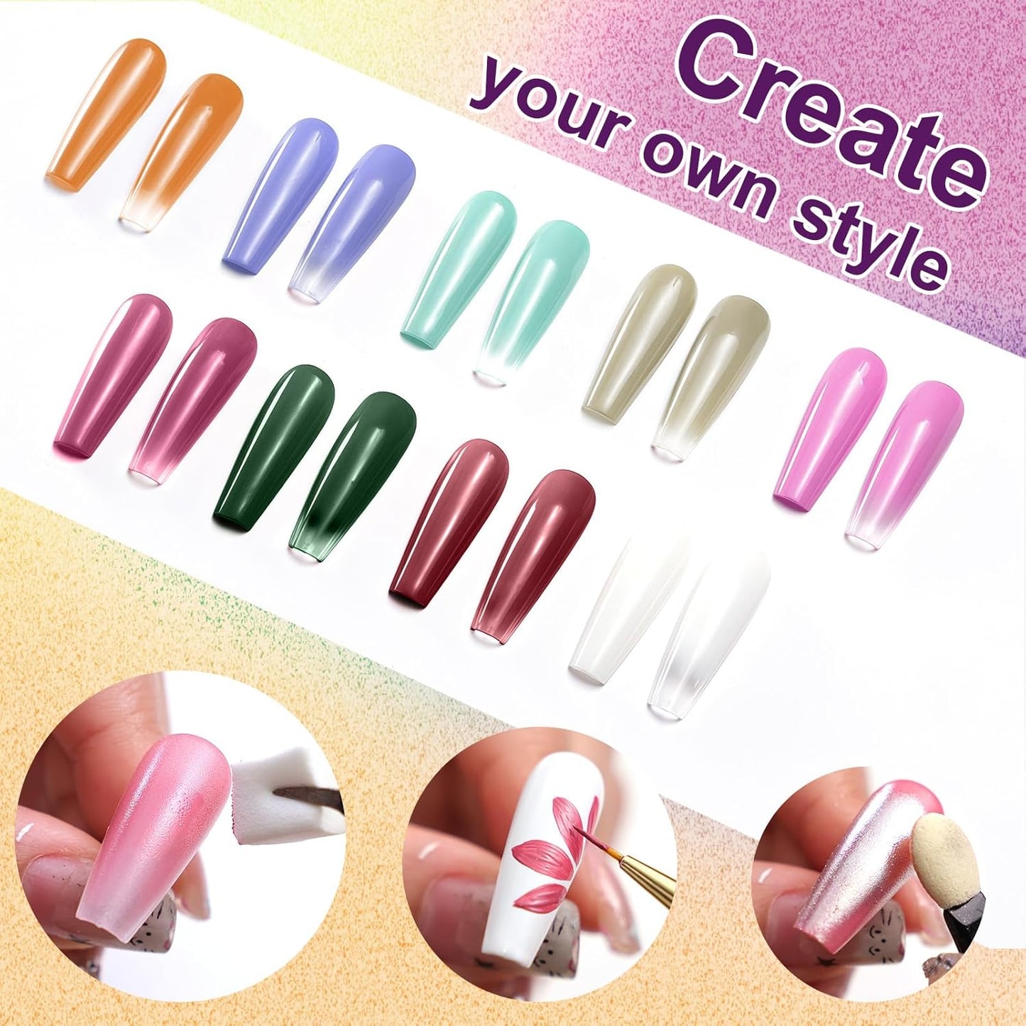 Gradient Painting Gel, 9 Colors Ombre Gel Nail Polish Brown Red Sponging for Pigment Pat Aura Nails French Manicure Long-lasting Soak of UV Home Salon DIY Nail Art Foreign Landscapes