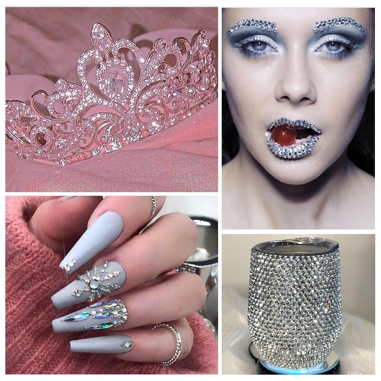 1440Pcs White Crystal Rhinestones,Glass Flatback Rhinestones Small Gemstones for Nail Face Makeup Art Crafts Clothes Decoration -(SS4,1.6mm,White)