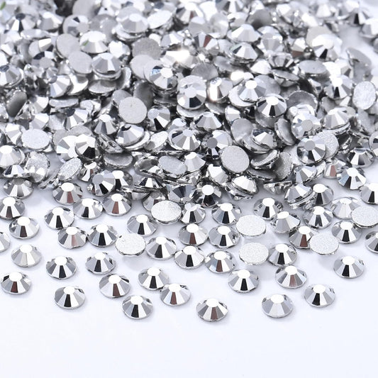 Silver Flatback Rhinestones, Glass Rhinestones for Nail Art and Craft, Glue Fix, Loose Crystal