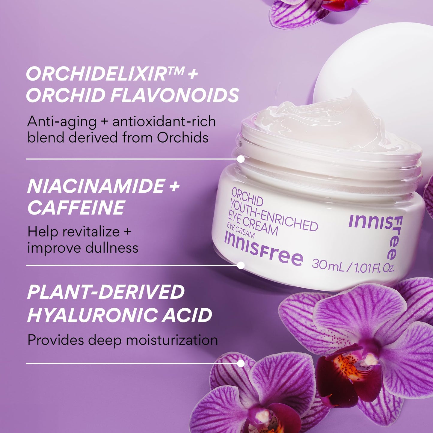 innisfree Orchid Youth-Enriched Eye Cream | Korean Firming Eye Treatment to Smooth Fine Lines |