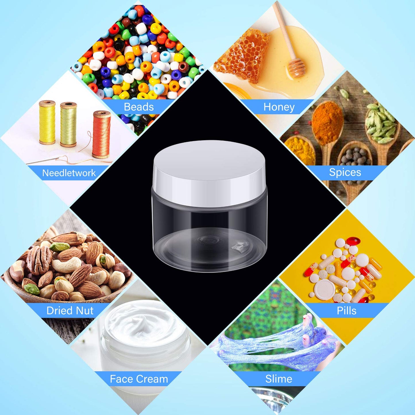 Patelai 4 Pieces Round Wide-mouth Leak Proof Plastic Container Jars with Lids for Travel Storage Makeup Beauty Products Face Creams Oils Salves Ointments DIY Making(2 Ounce,White)