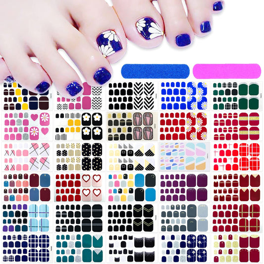 660 Pieces 30 Sheets Toe Nail Polish Strips Nail Stickers Full Nail Wraps Self Adhesive Nail Art