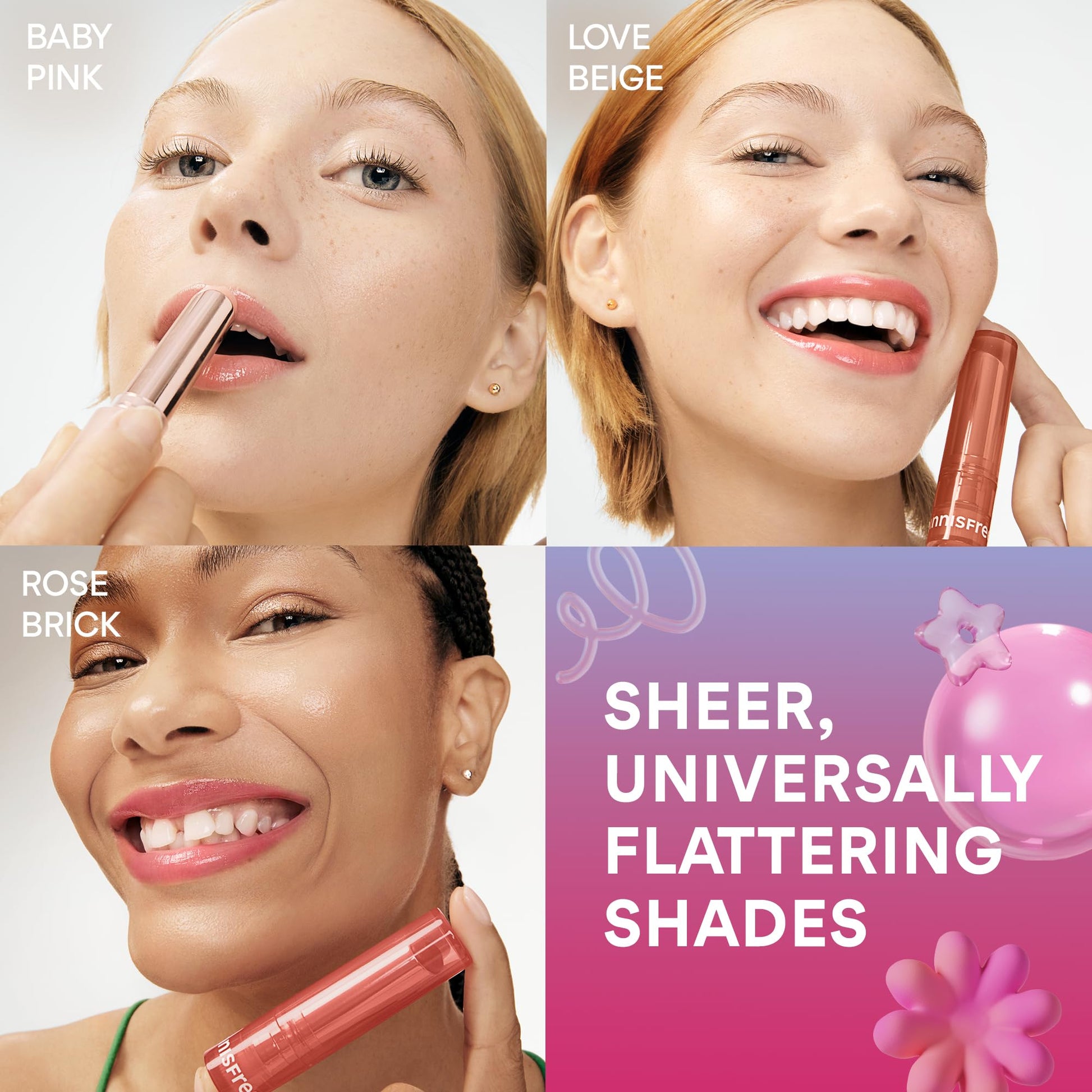 innisfree Tint + Nourish Set | Dewy Tint Lip Balm with Shea Butter | Korean Lip Balm Set with