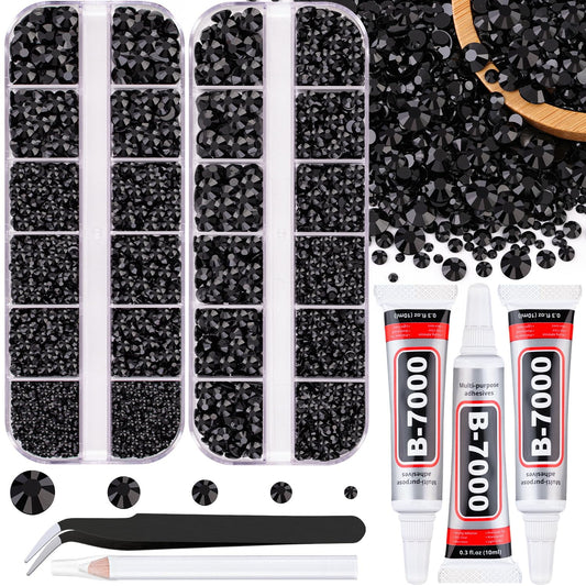 Resin Jelly Rhinestones for Crafting with B7000 Jewelry Glue, 2 Boxes Black Flatback Crystals with