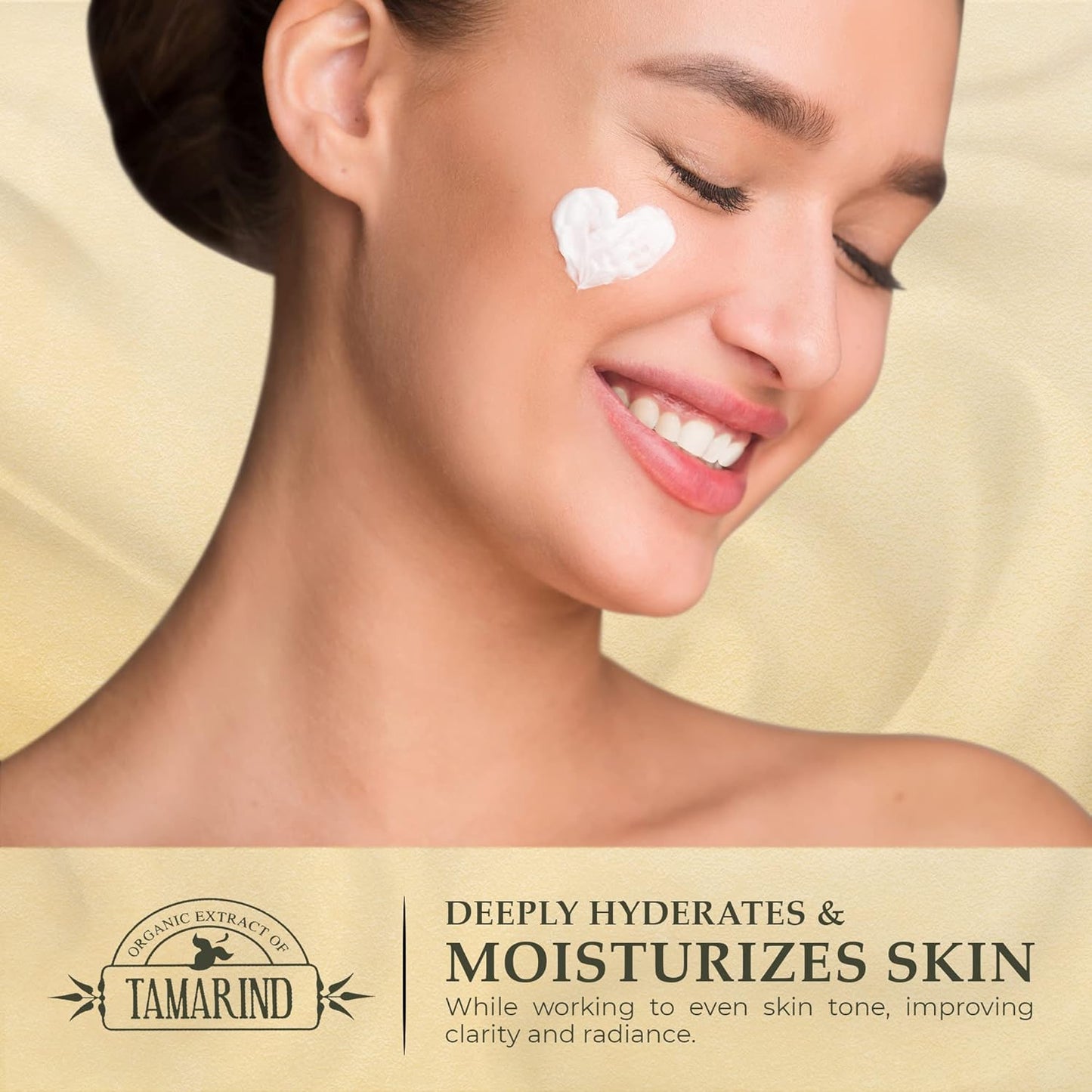 Organic Extract of Tamarind, Skin Brightening Cream - 1.7 fl oz / 50 ml - Dark Spot Cream for Hands, Knuckles, Body, Face, Underarm, Intimate Areas, with Glycering, for Men and Women