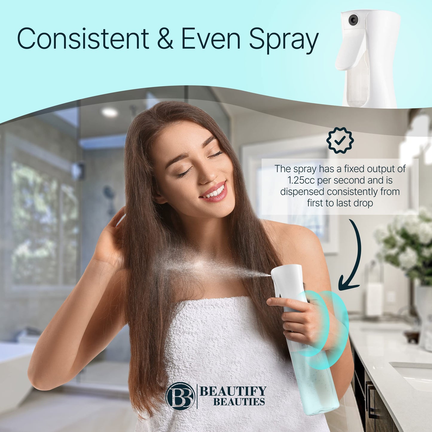 BeautifyBeauties Hair Spray Bottle – Ultra Fine Continuous Water Mister for Hairstyling, Cleaning