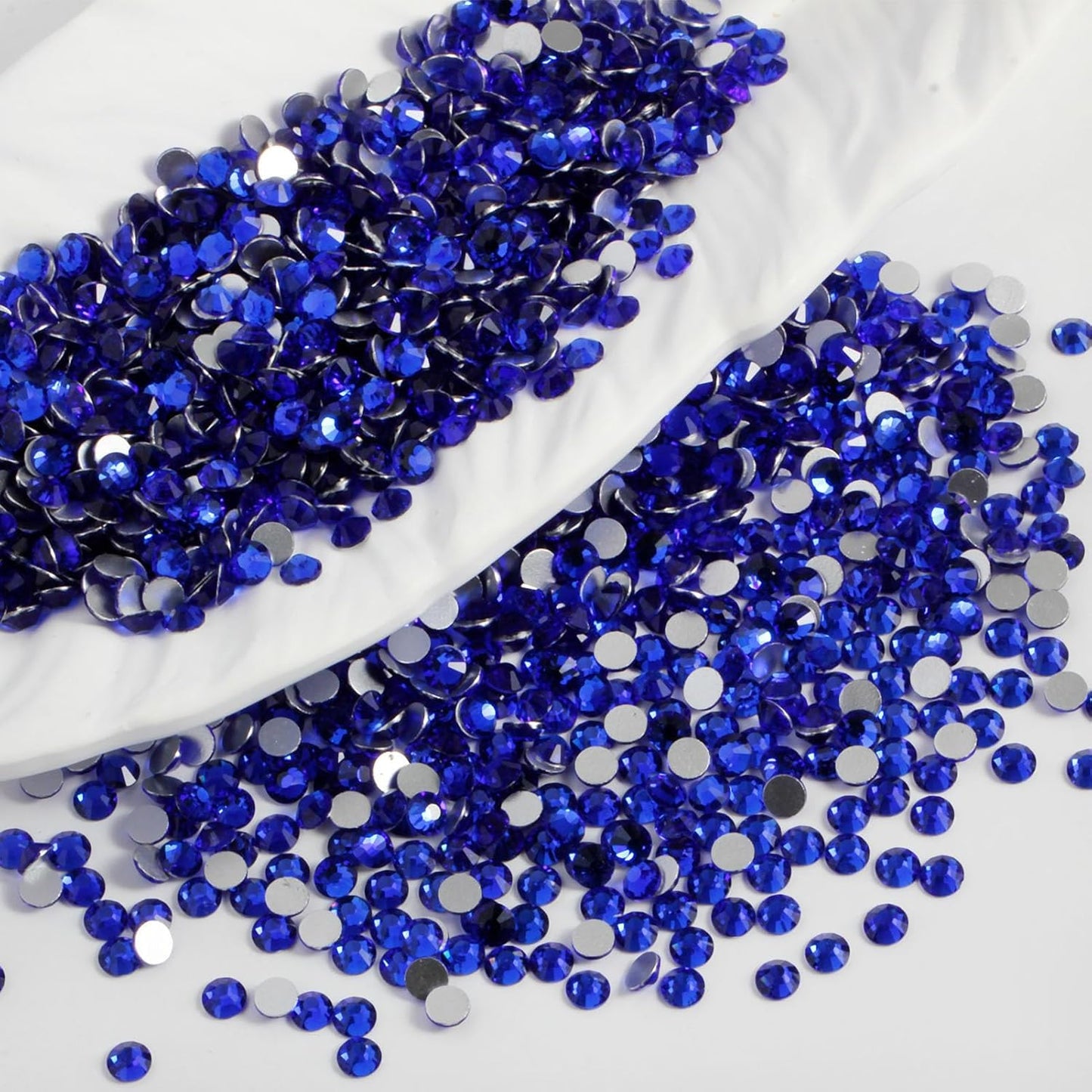 400PCS SS30 Flatback Rhinestones | 12-Facet Diamond-Cut Glass Gems for Nail Art, Clothing, DIY Crafts |Glue-On Decoration Stones with Silver Backing(Sapphire)