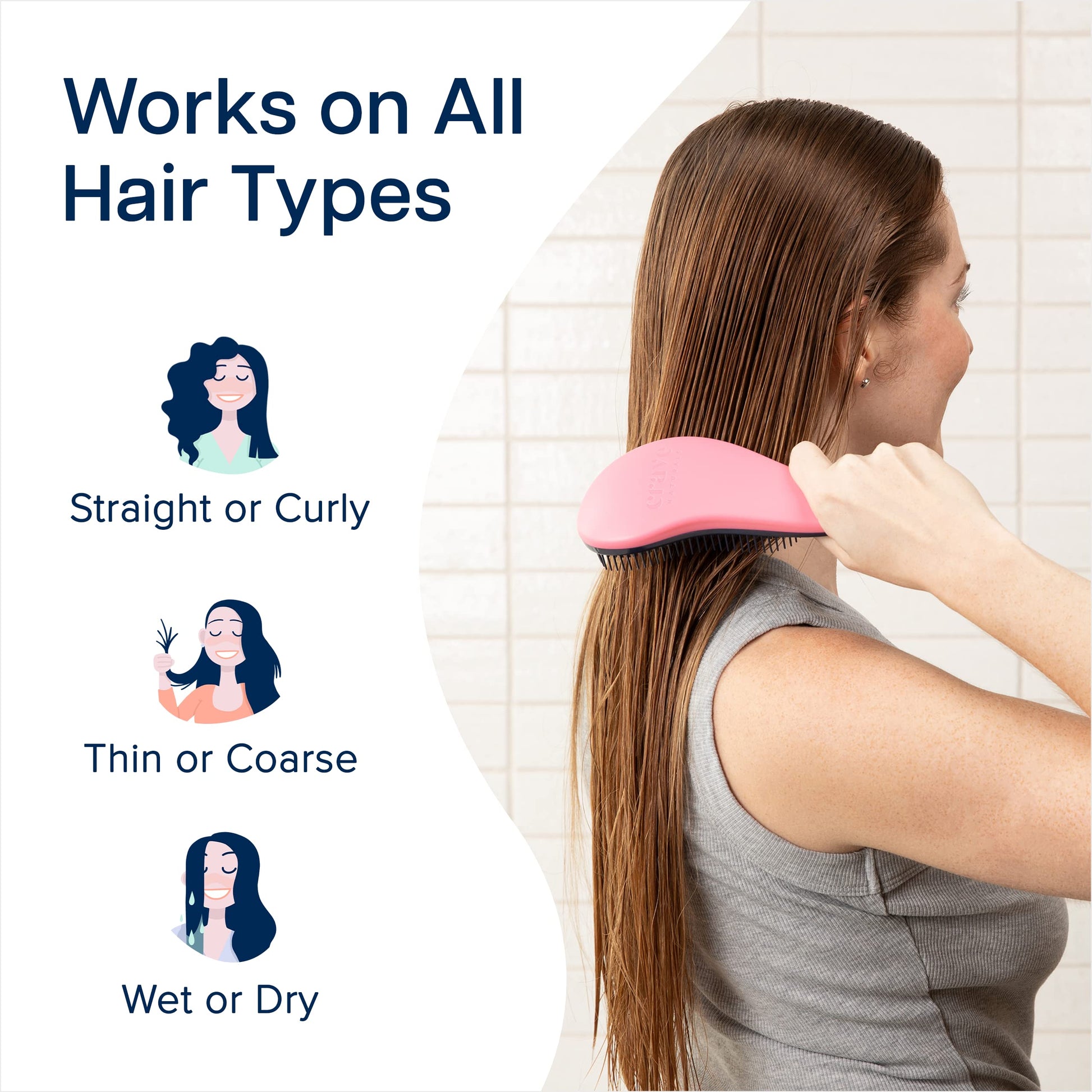 Crave Naturals Glide Thru Detangler Brush Pack of 2 - Curly Hair Brush for Women and Kids - Wet and