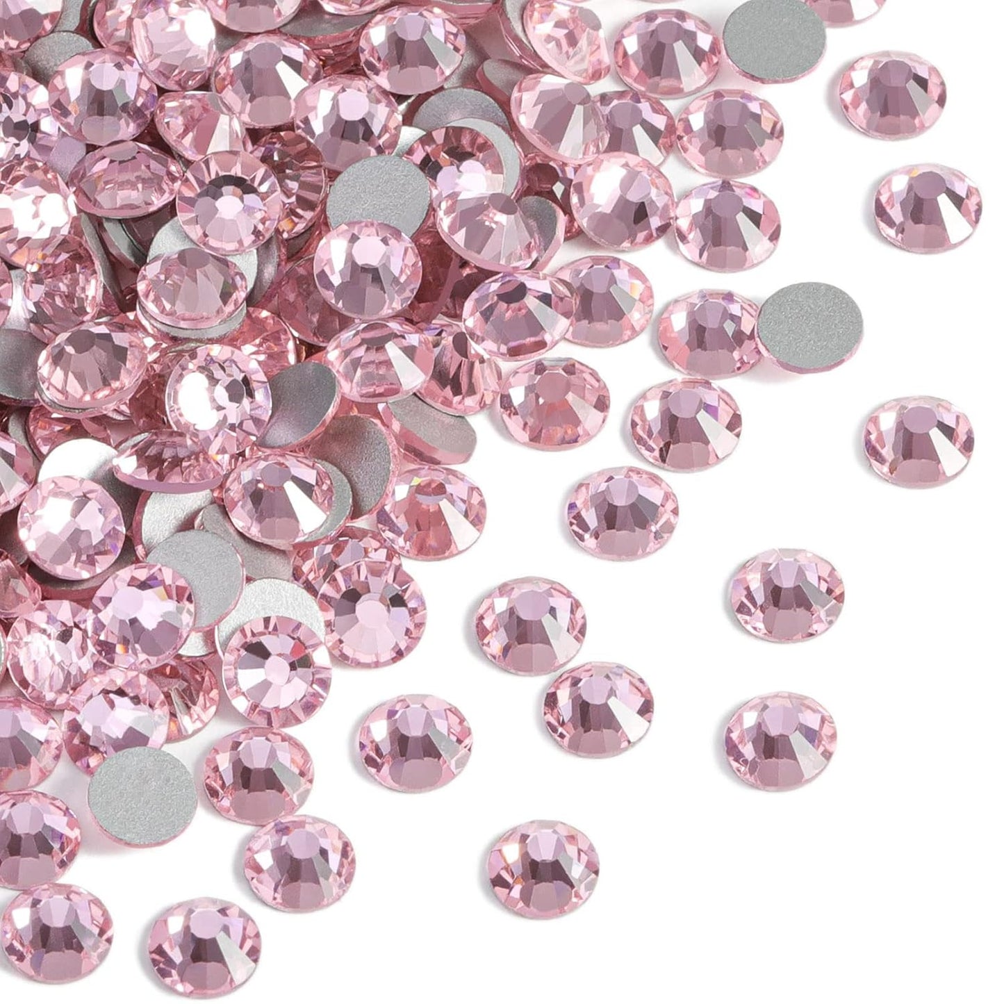 beadsland Flat Back Crystal Rhinestones Round Gems, Light Pink (2.7-2.8mm) SS10/1440pcs