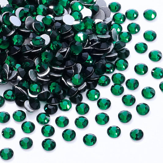 Malachite Green Flatback Rhinestones, Glass Rhinestones for Nail Art and Craft, Glue Fix, Loose