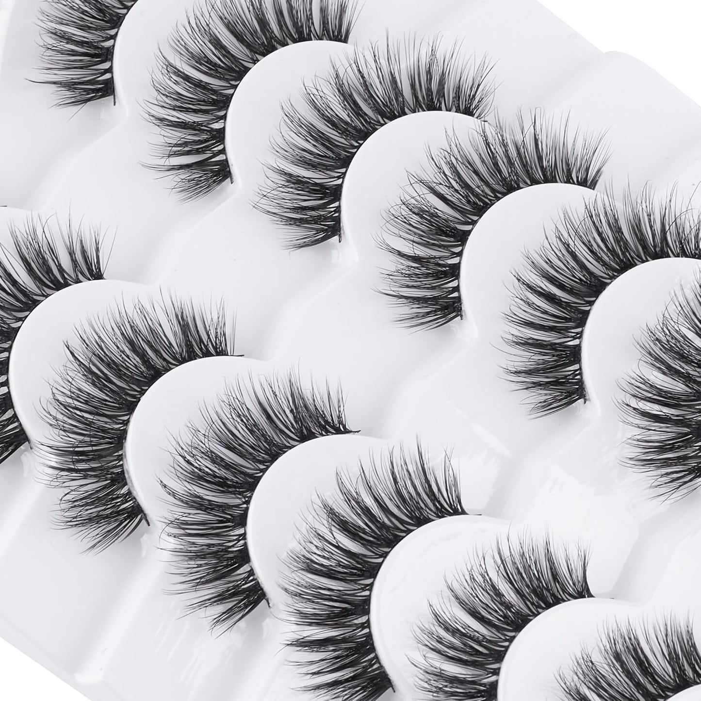 Wispy Lashes False Eyelashes Natural 16mm Fluffy Eyelashes Strip Lashes Pack 3D Volume Lashes 0.1MM Extra Thin Cotton Band Fake Eyelashes Soft Full Lashes C Curl Lashes Pack Siligli 7 Pair