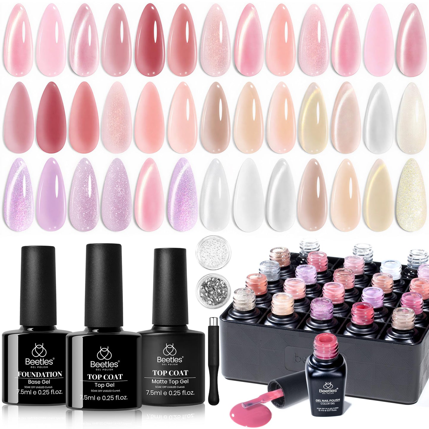 Beetles Cat Eye Gel Nail Polish Set, 36 Colors Jelly Shimmer Nail Gel