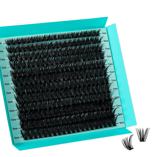 Lash Clusters 240pcs Eyelashes Cluster Individual Wispy Lashes Thin Band for D Curl Lash Extension Eyelashes for Beginners at Home,False Eyelashes Soft Eyelash Clusters(80D,D-Mix9-16mm)