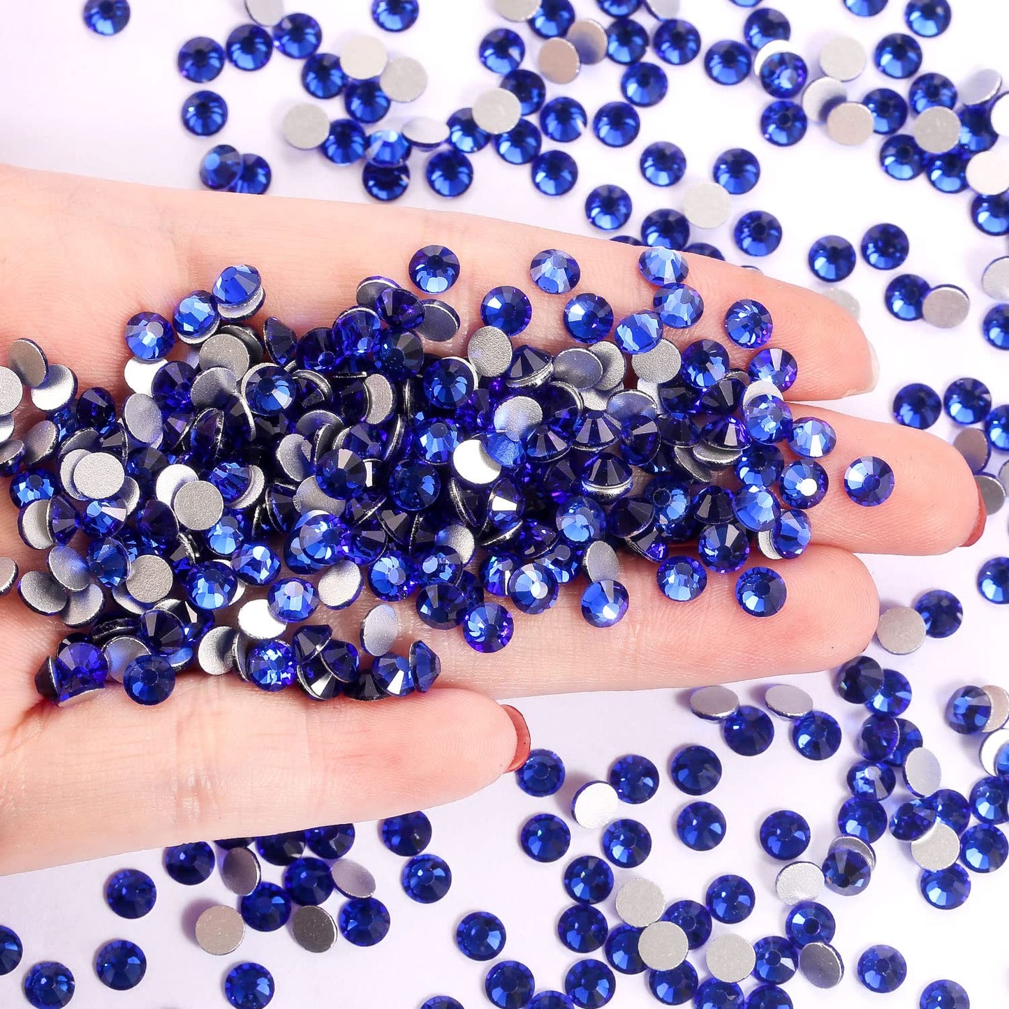 1440Pcs Blue Crystal Rhinestones,Glass Flatback Rhinestones Gemstones for Nail Face Makeup Art Crafts Clothes Decoration -(SS12,3.0mm,Blue)