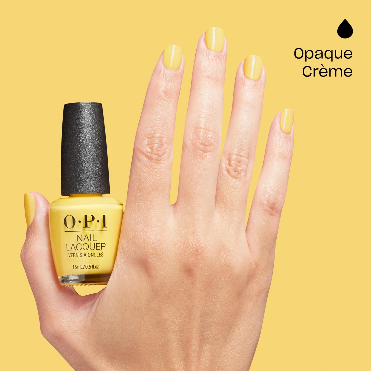 OPI Nail Lacquer Daffodil Duck Walk | Opaque Bright Yellow Crème Chip Resistant Nail Polish | Make