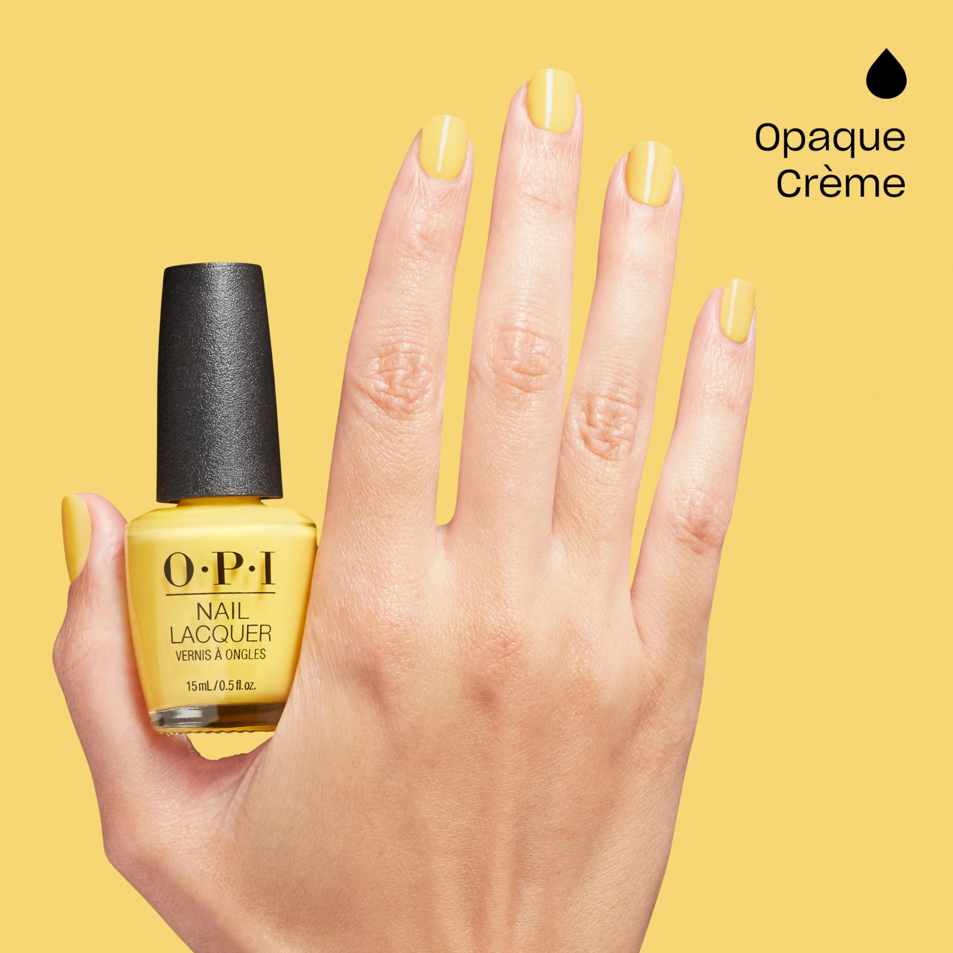 OPI Nail Lacquer Daffodil Duck Walk | Opaque Bright Yellow Crème Chip Resistant Nail Polish | Make