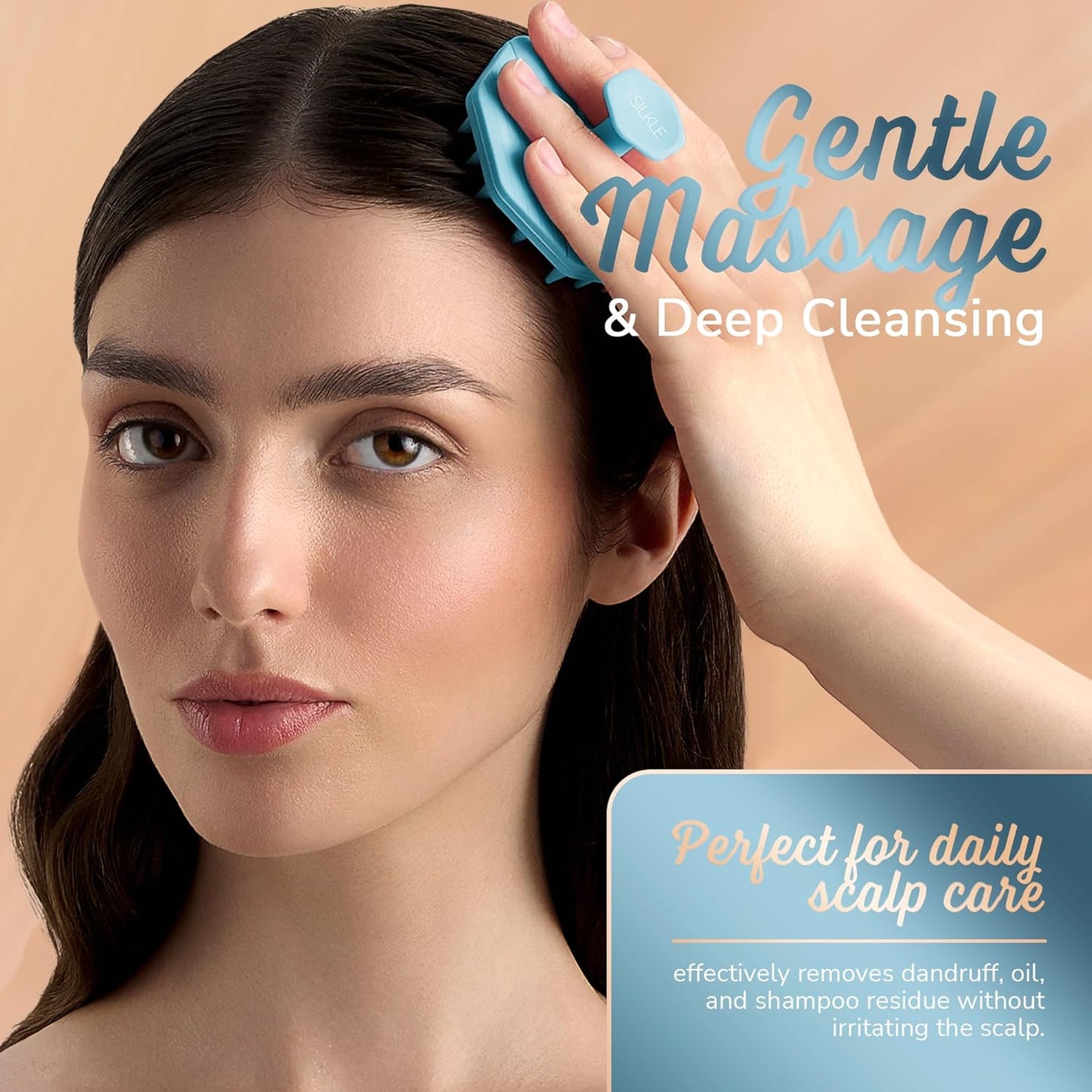 Silicone Scalp Scrubber - Massage Shampoo Brush, Soft Bristles for Hair Growth & Dandruff Removal - Ergonomic Design, Wet & Dry Use, Deep Cleansing Scalp Exfoliator for All Hair Types - Blue