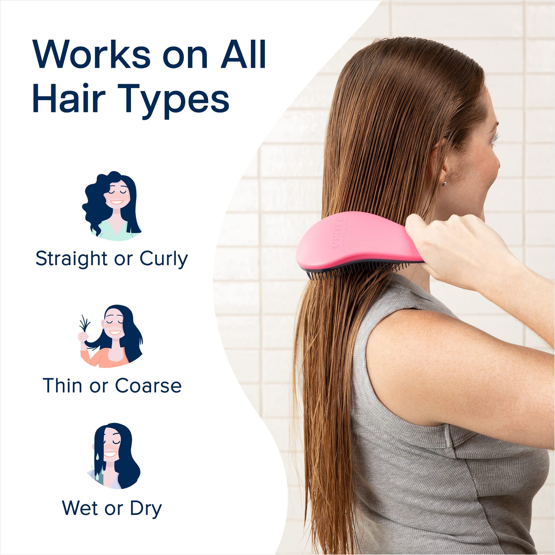 Crave Naturals Glide Thru Hair Brush - Detangler Brush for Curly, Straight, Wet or Dry Hair
