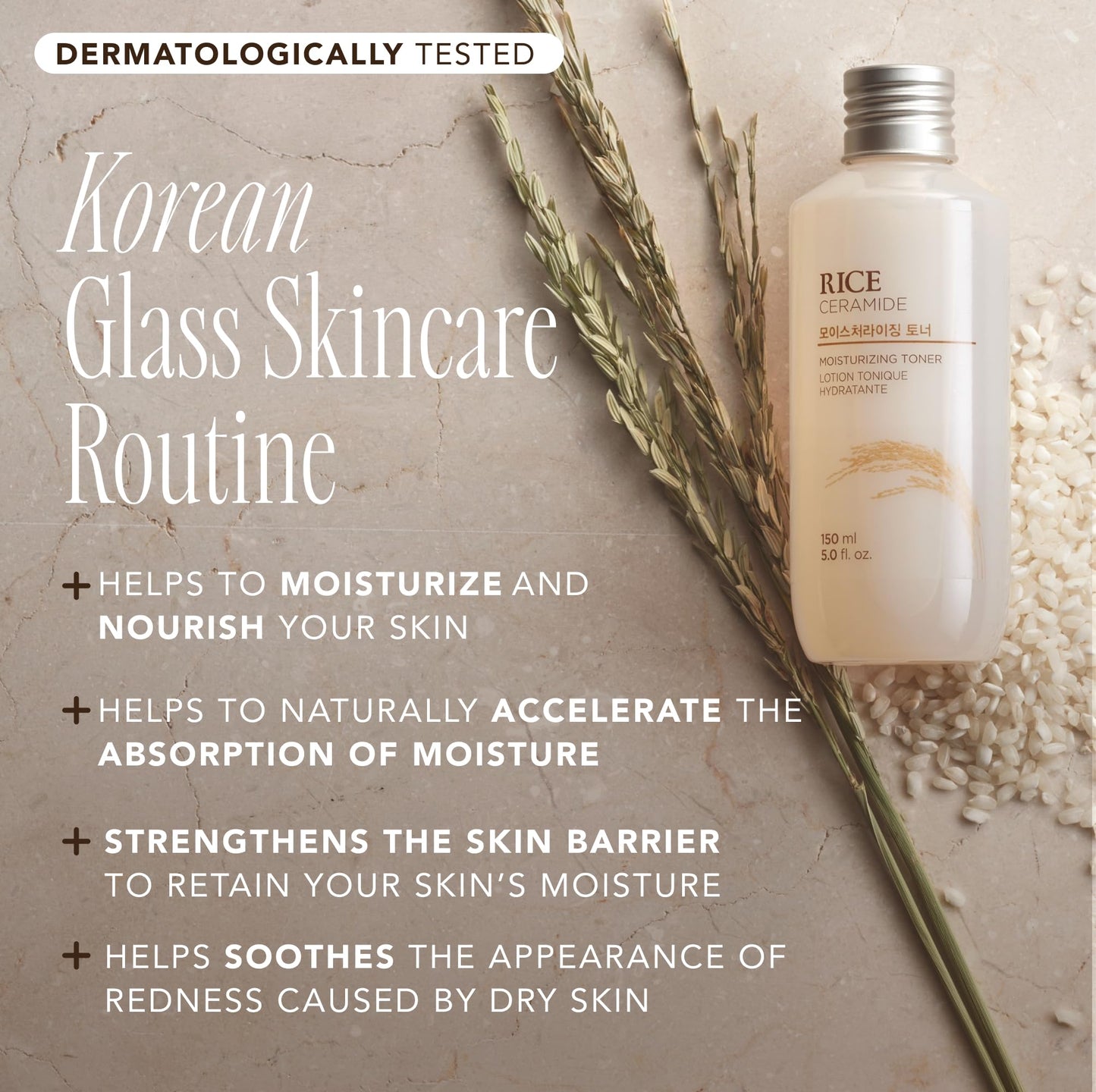 THE FACE SHOP Rice Ceramide Moisturizing Toner, Hydrating with Rice Water, Targets Dryness