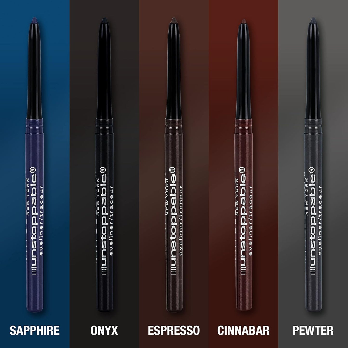Maybelline Unstoppable Waterproof Mechanical Brown Eyeliner Pencil, Easy to Apply, Smooth Glide, Up to 24 Hour Wear, Cinnabar, Pack of 2