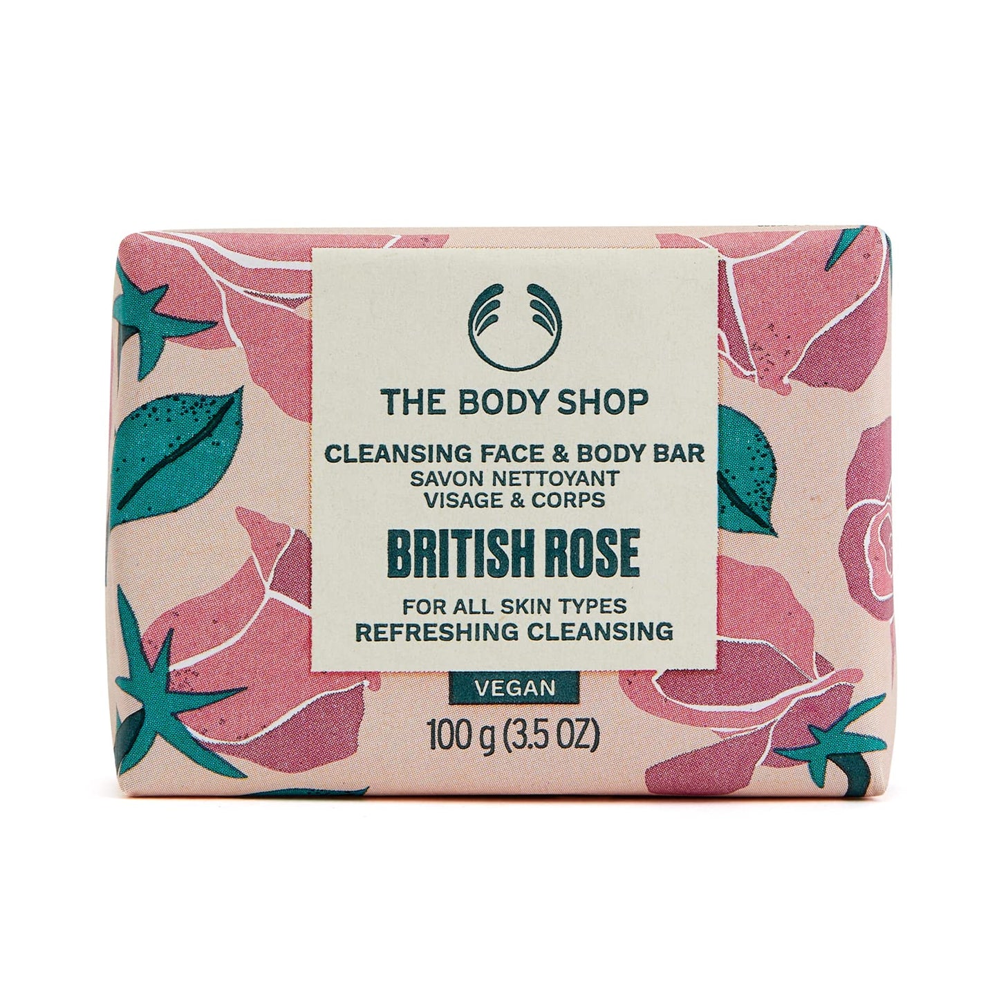 The Body Shop British Rose Cleansing Face & Body Bar – Refreshing Cleansing For All Skin Types
