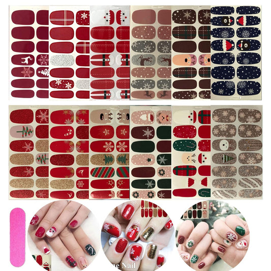 NAIL ANGEL 12pcs Nail Art Full-Cover Sticker Nail Art Wrap Christmas Series Full Cover Sticker Nail