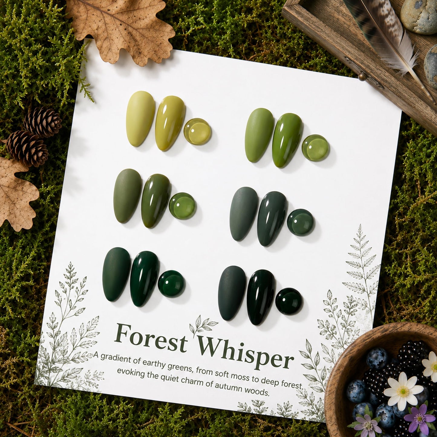 Beetles Green Gel Polish Set, Forest Whisper, 6 Colors Gel Polish Set