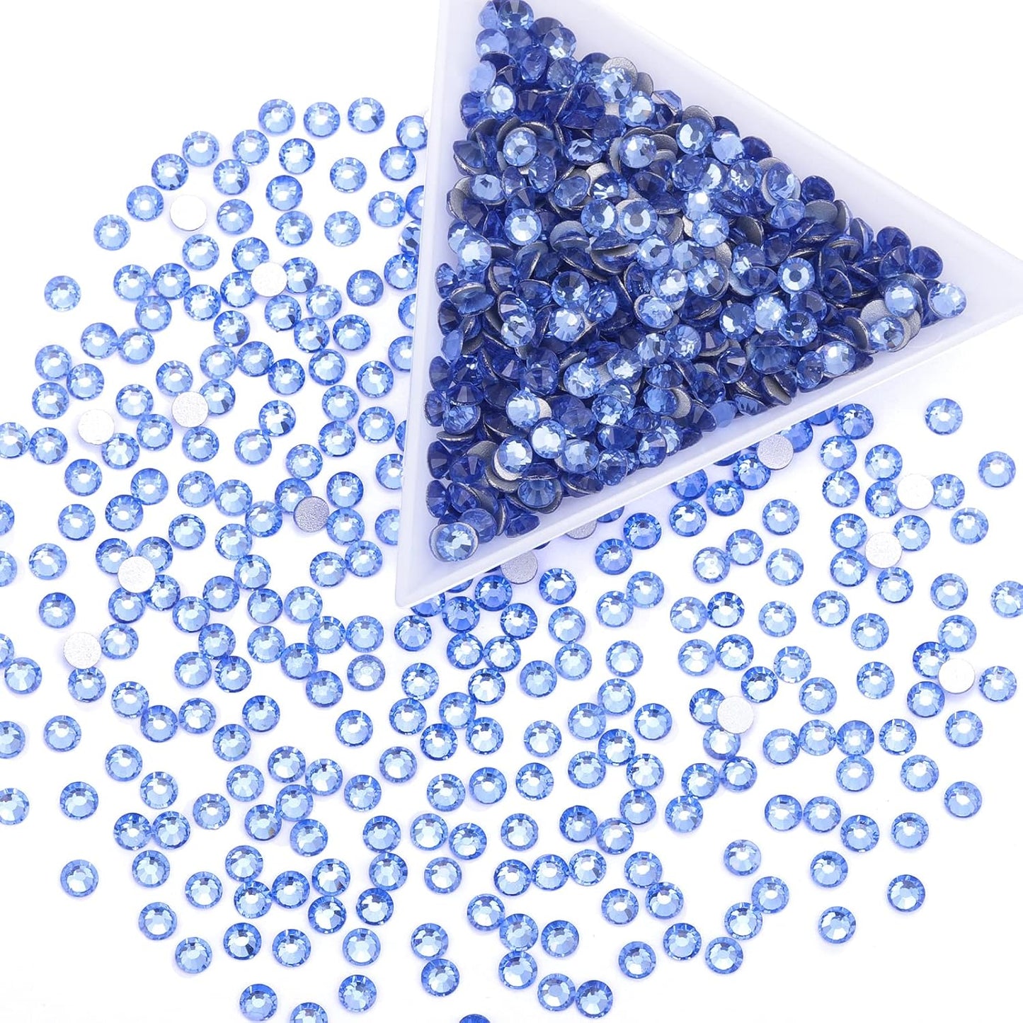 288Pcs Light Blue Crystal Rhinestones,Glass Flatback Rhinestones Gemstones for Nail Face Makeup Art Crafts Clothes Decoration - (SS30,6.5mm,Light Blue)